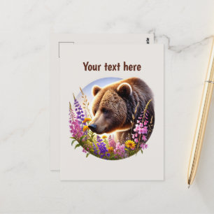 Cute bear lovers customisable  postcard