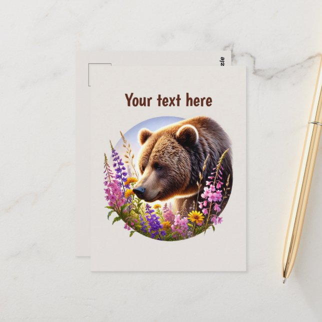 Cute bear lovers customisable  postcard (Front/Back In Situ)