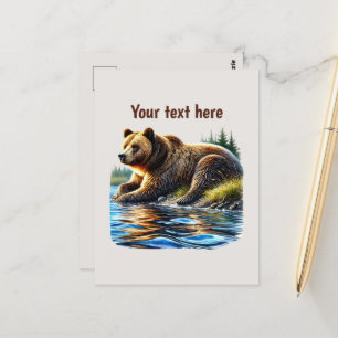 Cute bear lovers customisable postcard