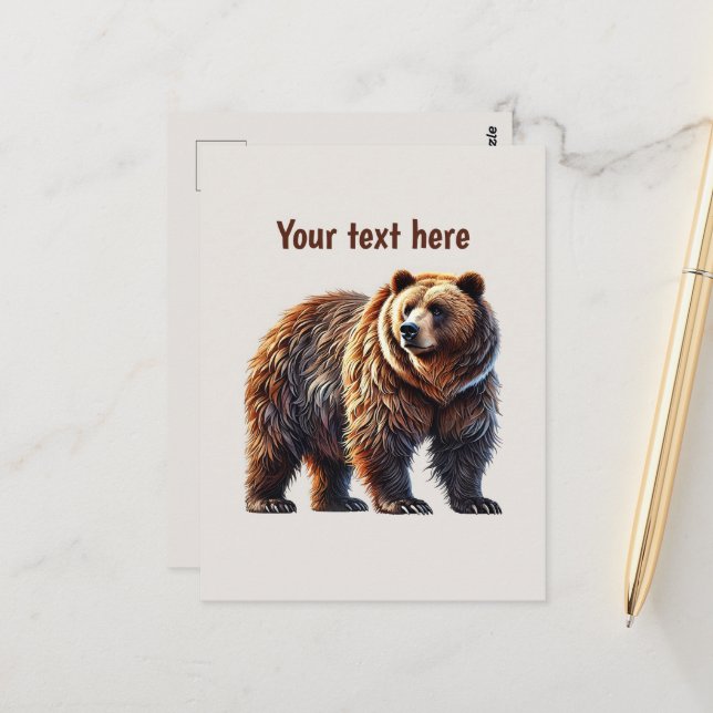 Cute bear lovers customisable  postcard (Front/Back In Situ)