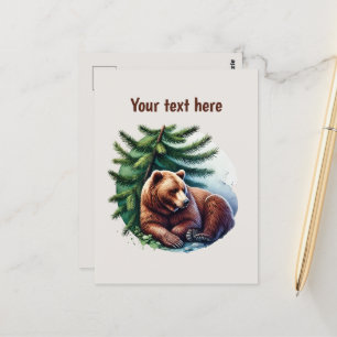 Cute bear lovers customisable postcard