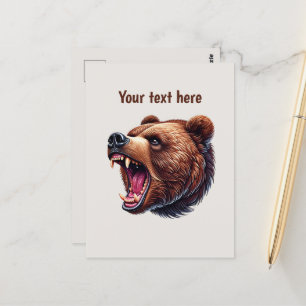 Cute bear lovers customisable postcard