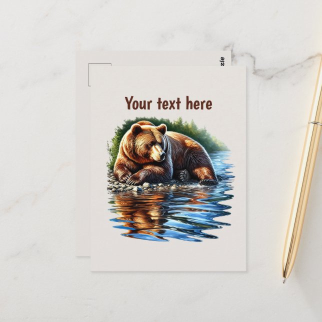 Cute bear lovers customisable  postcard (Front/Back In Situ)