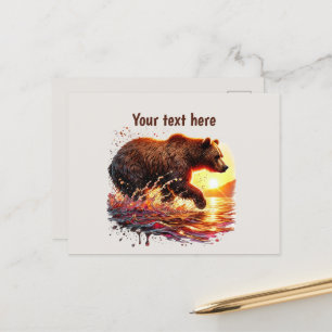 Cute bear lovers customisable  postcard