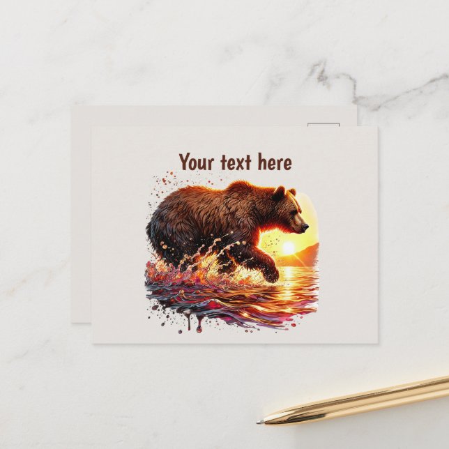Cute bear lovers customisable  postcard (Front/Back In Situ)