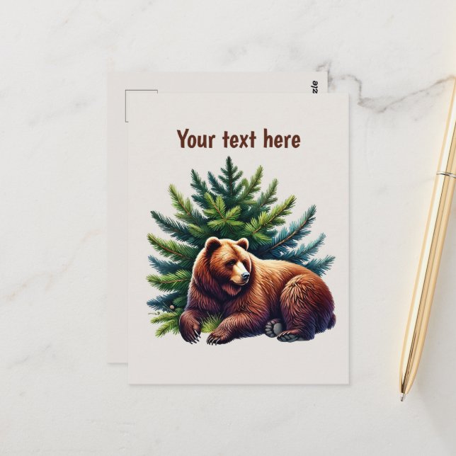 Cute bear lovers customisable  postcard (Front/Back In Situ)