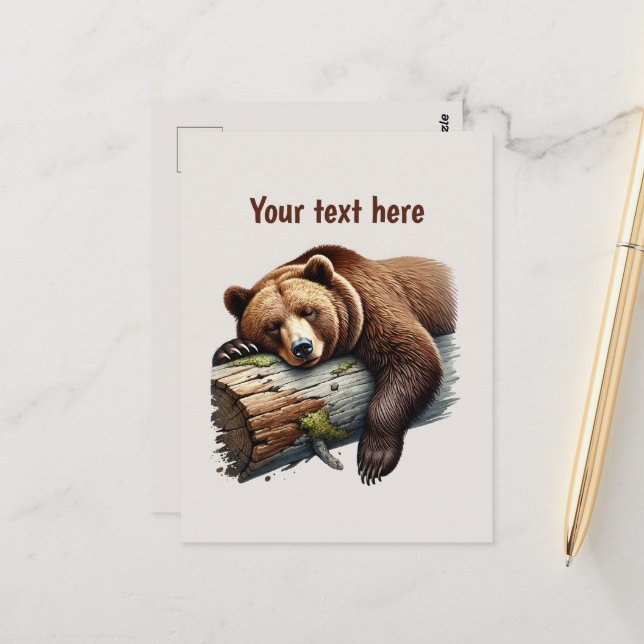 Cute bear lovers customisable  postcard (Front/Back In Situ)