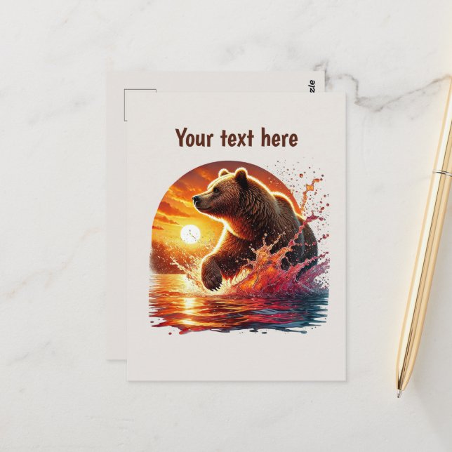Cute bear lovers customisable  postcard (Front/Back In Situ)
