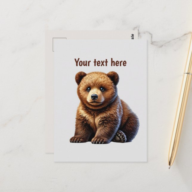Cute bear lovers customisable  postcard (Front/Back In Situ)