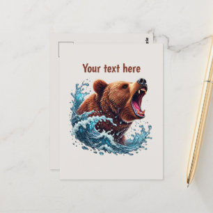 Cute bear lovers customisable  postcard