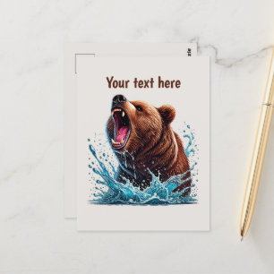 Cute bear lovers customisable  postcard