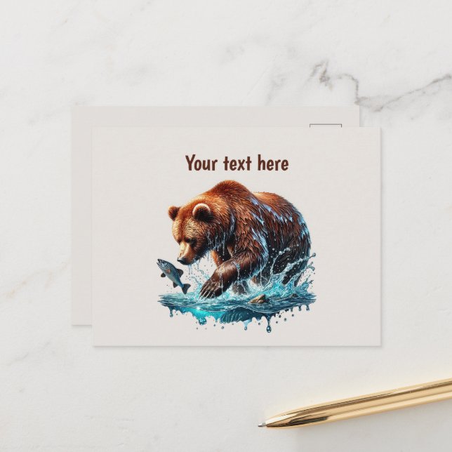 Cute bear lovers customisable  postcard (Front/Back In Situ)