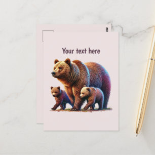 Cute bear lovers customisable  postcard