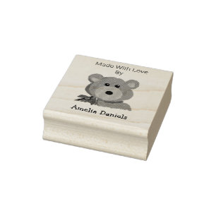 Cute Bear Made with Love Rubber Stamp