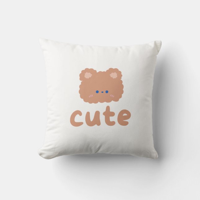 Cute Bear Minimalist Throw Pillow  (Front)