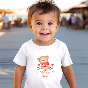 Cute Bear Mister Valentine Boy Personalised Name Toddler T-Shirt
