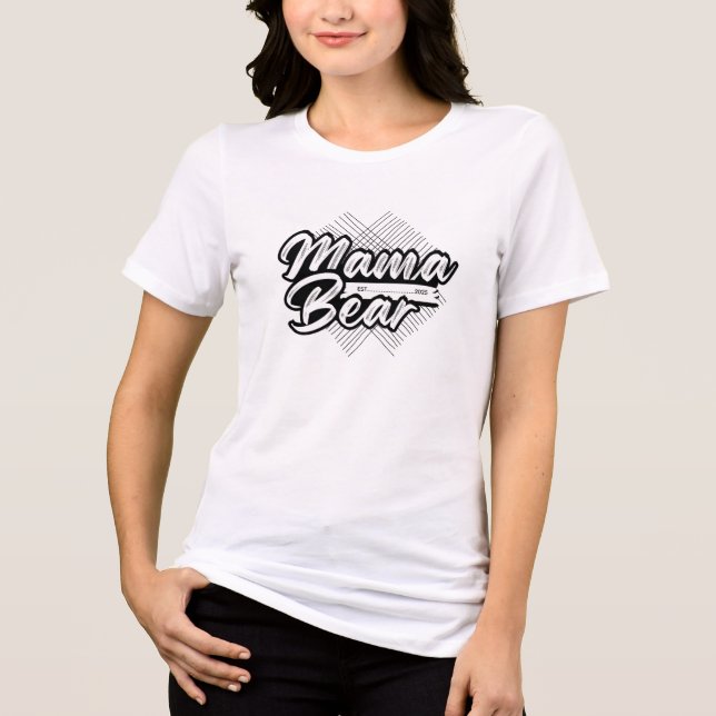  Cute bear-mom Black & White Design Tri-Blend Shirt (Front)