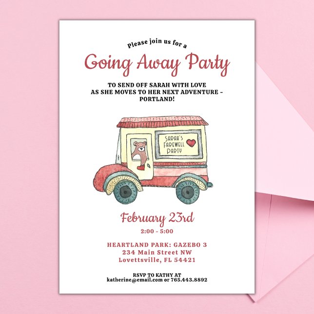 Cute Bear Moving Truck Going Away Party Invitation (Creator Uploaded)