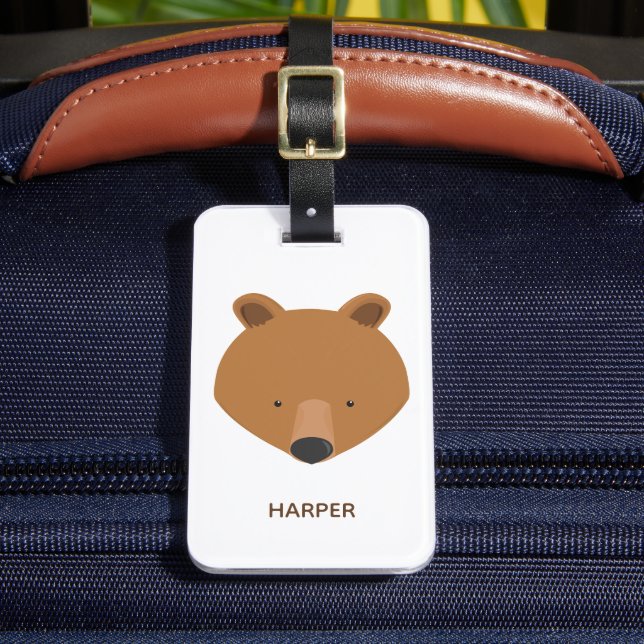 Cute Bear Name Animal Luggage Tag (Front Insitu 2)