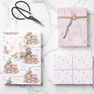 Cute Bear Name Christmas Wrapping Paper Sheets