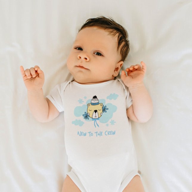 Cute Bear New To The Crew Blue Baby Boy Baby Bodysuit (Creator Uploaded)