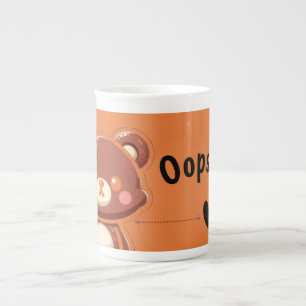 Cute Bear “Oops!” Orange Specialty Mug–Kawaii Bear Bone China Mug