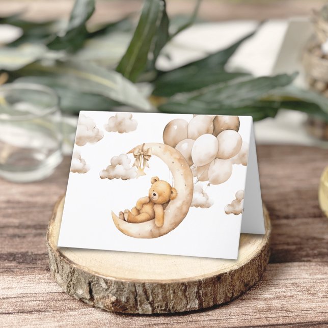 Cute Bear Oven the Moon Baby Shower Thank you Card (Creator Uploaded)