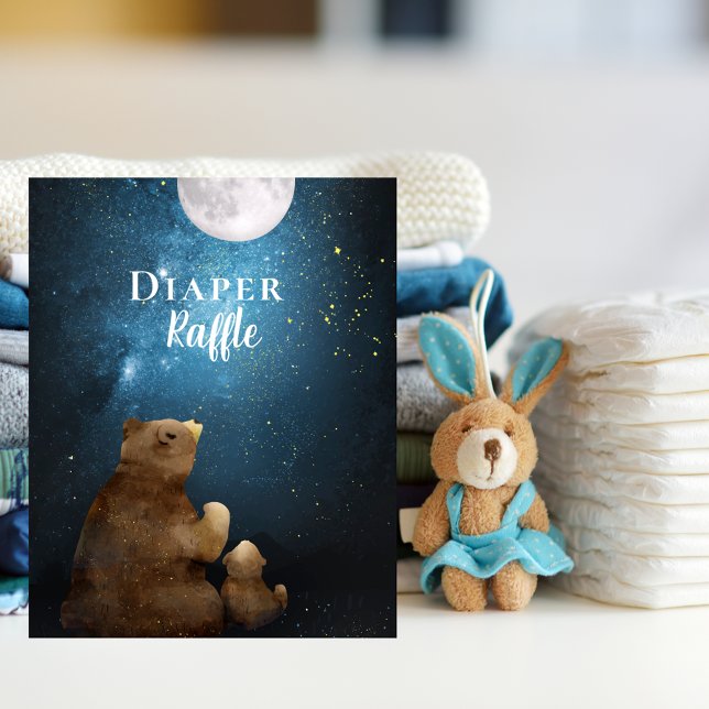 Cute Bear Over The Moon Diaper Raffle Poster (Creator Uploaded)