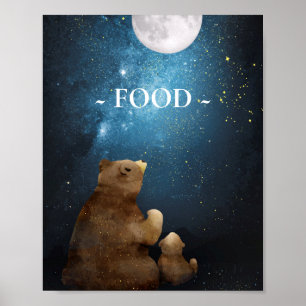 Cute Bear Over The Moon Food Poster