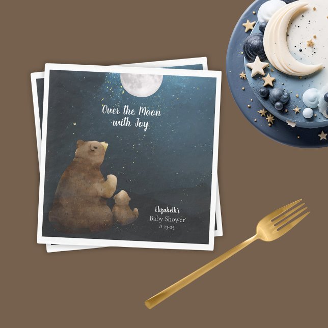 Cute Bear Over The Moon Napkin (Creator Uploaded)