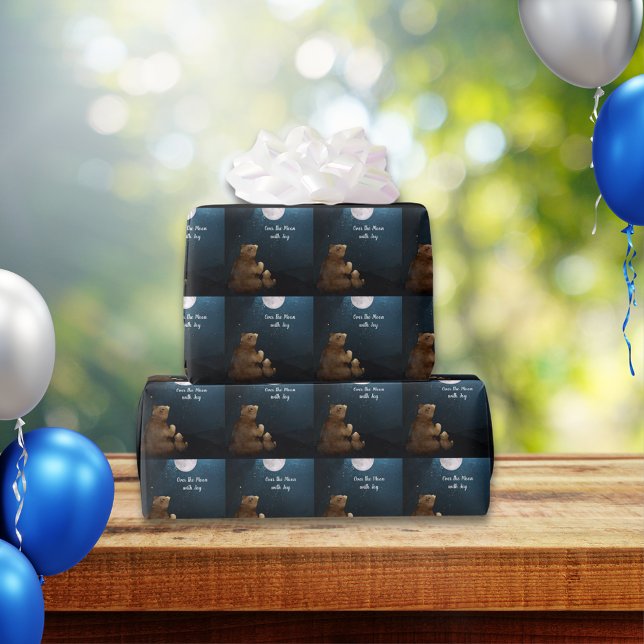 Cute Bear Over The Moon Wrapping Paper (Creator Uploaded)