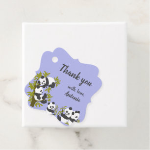 Cute Bear Pandas Party Boy Birthday Gift Thank you Favour Tags
