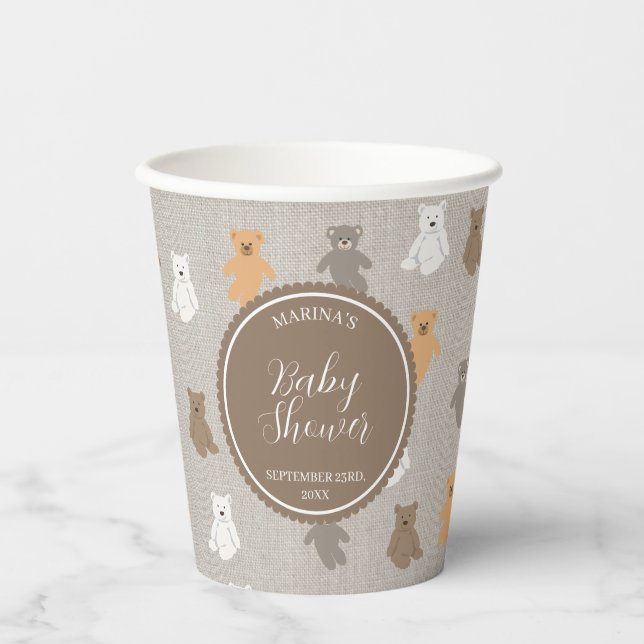 Cute Bear Pattern Baby Shower  Paper Cups (Front)