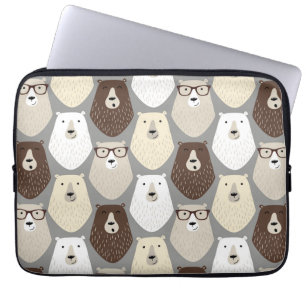 Cute Bear Pattern Fathers Day Gift Funny Dad Bear Laptop Sleeve