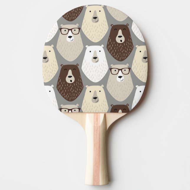 Cute Bear Pattern Fathers Day Gift Funny Dad Bear Ping Pong Paddle (Front)
