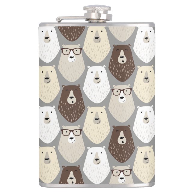 Cute Bear Pattern Fathers Day Gift Speciality Mug Hip Flask (Front)