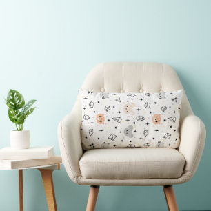 Cute Bear Pattern - Kawaii Pastel Animal Design Lumbar Cushion