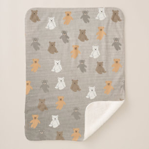 Cute Bear Pattern  Sherpa Blanket