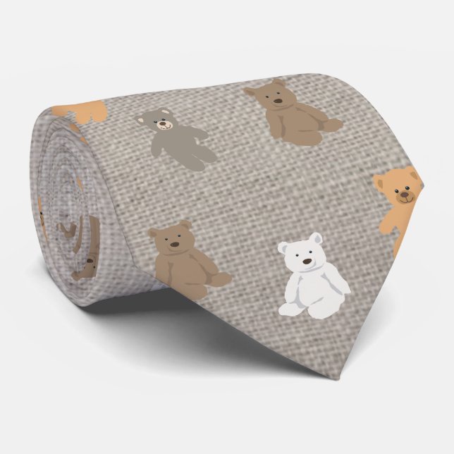 Cute Bear Pattern  Tie (Rolled)