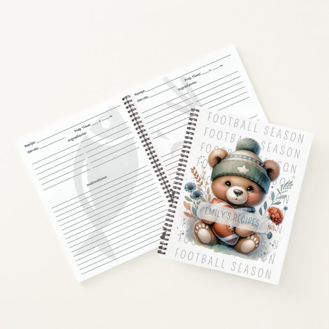 Cute Bear Personalised Recipe Notebook (Inside)