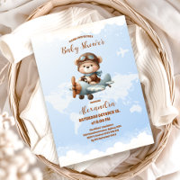 Cute Bear Plane Adventure Begins Baby Shower