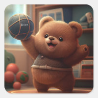 Cute Bear playing Basketball Personalised