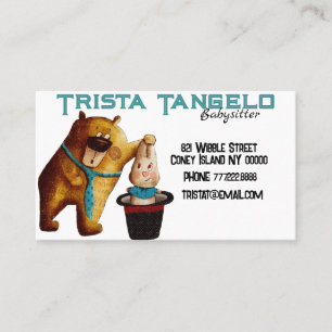 Cute Bear Rabbit Magic Hat Babysitter Business Card