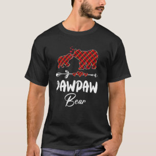 Cute Bear Red Plaid Pawpaw Christmas Matching Fam T-Shirt