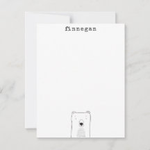 Cute Bear Simple Line Illustration Custom Name
