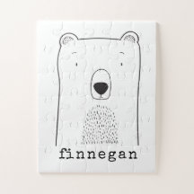 Cute Bear Simple Line Illustration Custom Name