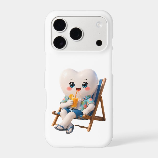 Cute Bear Sitting in Beach Chair iPhone 17 Pro Cas (Back)