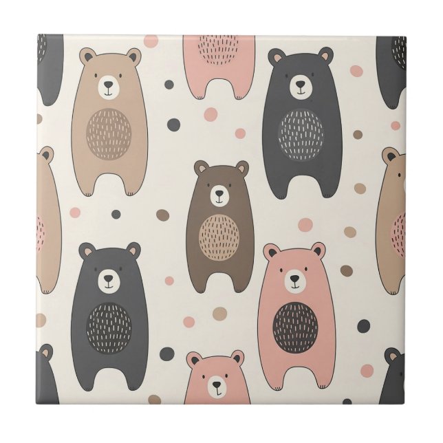 Cute Bear - Soft Pastel Woodland (1) Tile (Front)