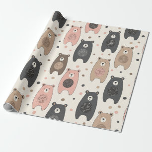 Cute Bear - Soft Pastel Woodland (1) Wrapping Paper