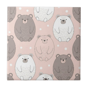 Cute Bear - Soft Pastel Woodland (2) Tile